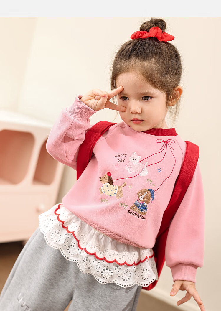 LUSON Little O Dad Baby Girl Toddler Raglan Sleeve Autumn Cartoon Cute Casual Sweatshirt New Year Outfit 17