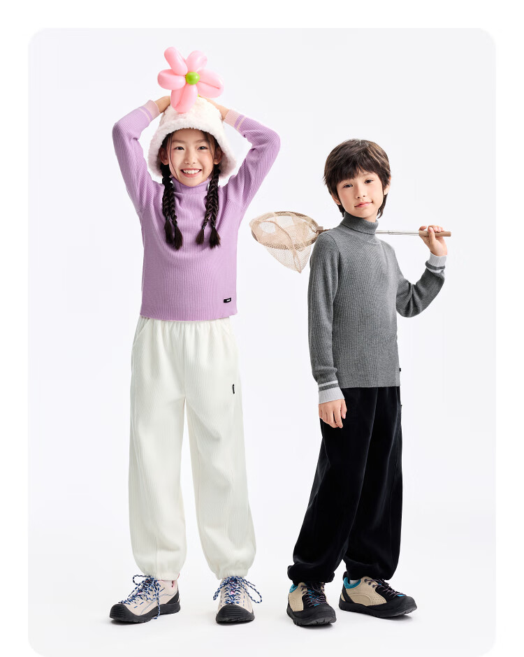 Annil Kids Boys and Girls High Collar Long Sleeve Knit Sweater 2025 Winter New Twilight Flower Gray 150 9