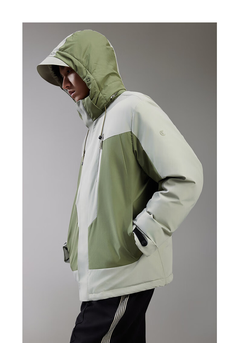 CABBEEN Men's Down Jacket with Three-Proof Fabric, Colorblock Design, Outdoor Detachable Hood Winter Coat 10