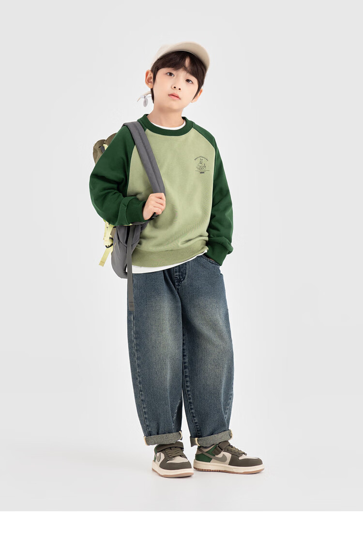 Duoduo Boys Sweatshirt Kids Autumn 2025 New Colorblock Raglan Sleeve Loose Casual Pullover Top 24
