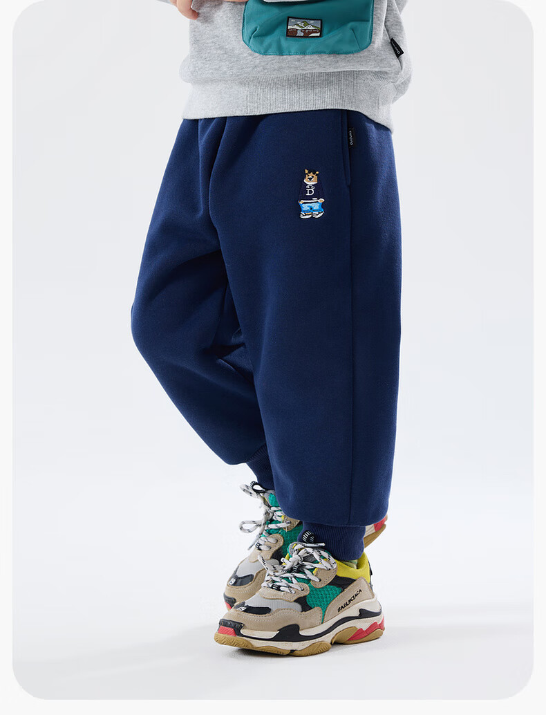 Dudu Boys Winter Thickened Pants Children's Fleece Casual Pants Girls Sports Pants Baby Warm Long Pants Gray 80 5