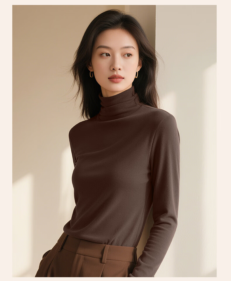 Baleno Women's Half Turtleneck Fleece-Lined Base Shirt 2025 New Double-Sided Velvet Autumn Winter Thermal Long Sleeve Top 6