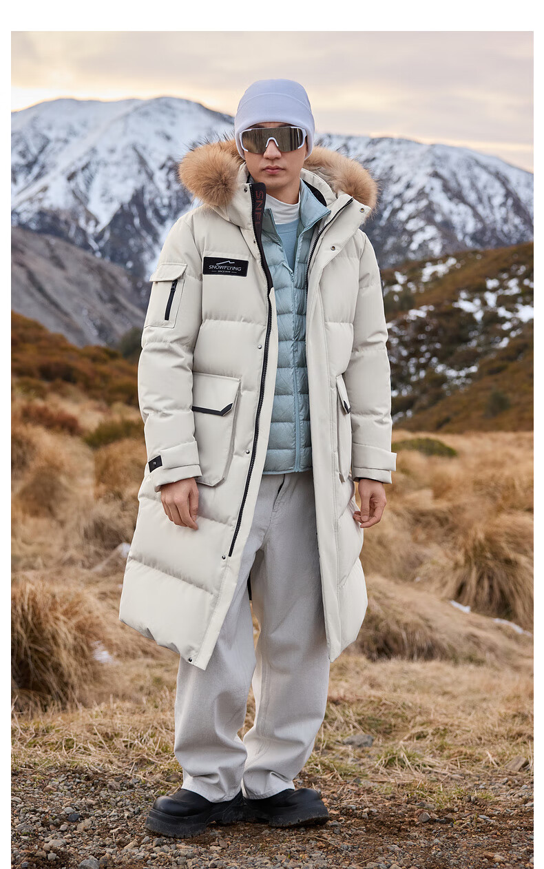 SNOWFLYING New Classic Raccoon Fur Large Collar H-Style Long Cold-Resistant Warm Down Jacket Outdoor Thermal Lock 10