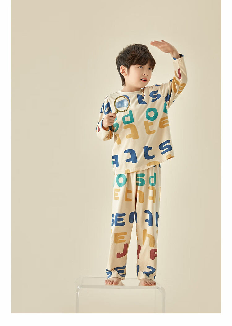 Duoduo Home [Cloud Cotton Light Elastic Soft] Boys' Printed Homewear Spring and Autumn Long Sleeve Pajama Set 16