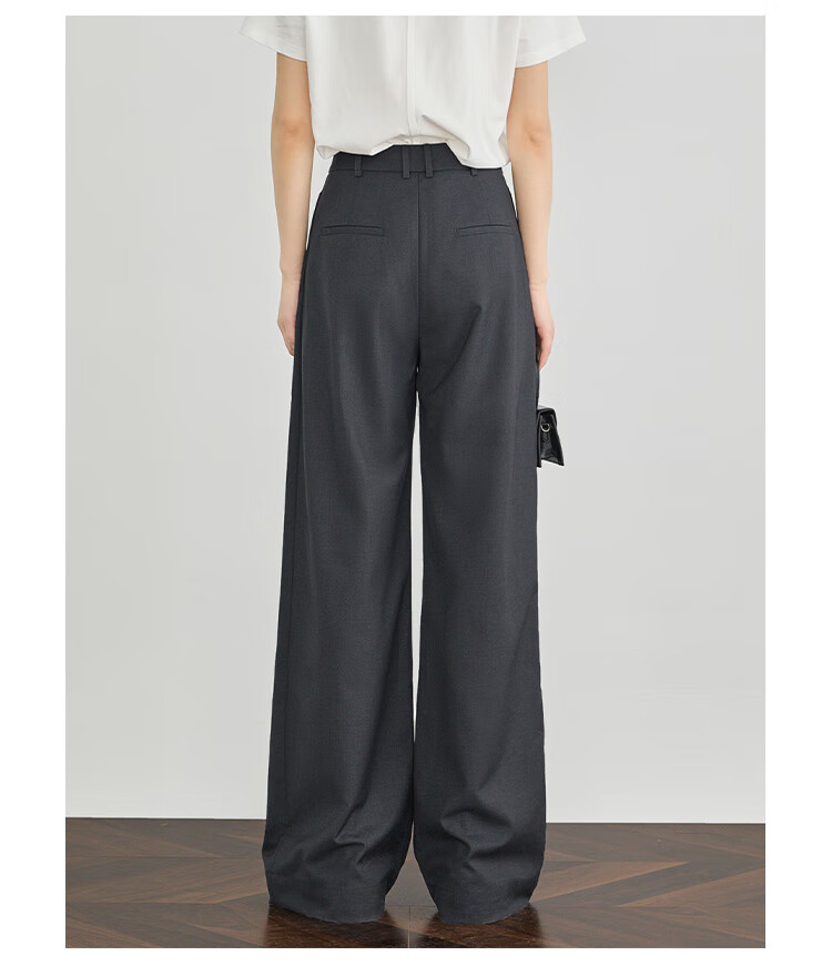 FAESSLIN [A4 Waist-Killing] Dark Gray High-Waisted Dress Pants for Women, 2026 Summer Thin Style, Elegant Draping Casual Wide-Leg Trousers for Wome 24