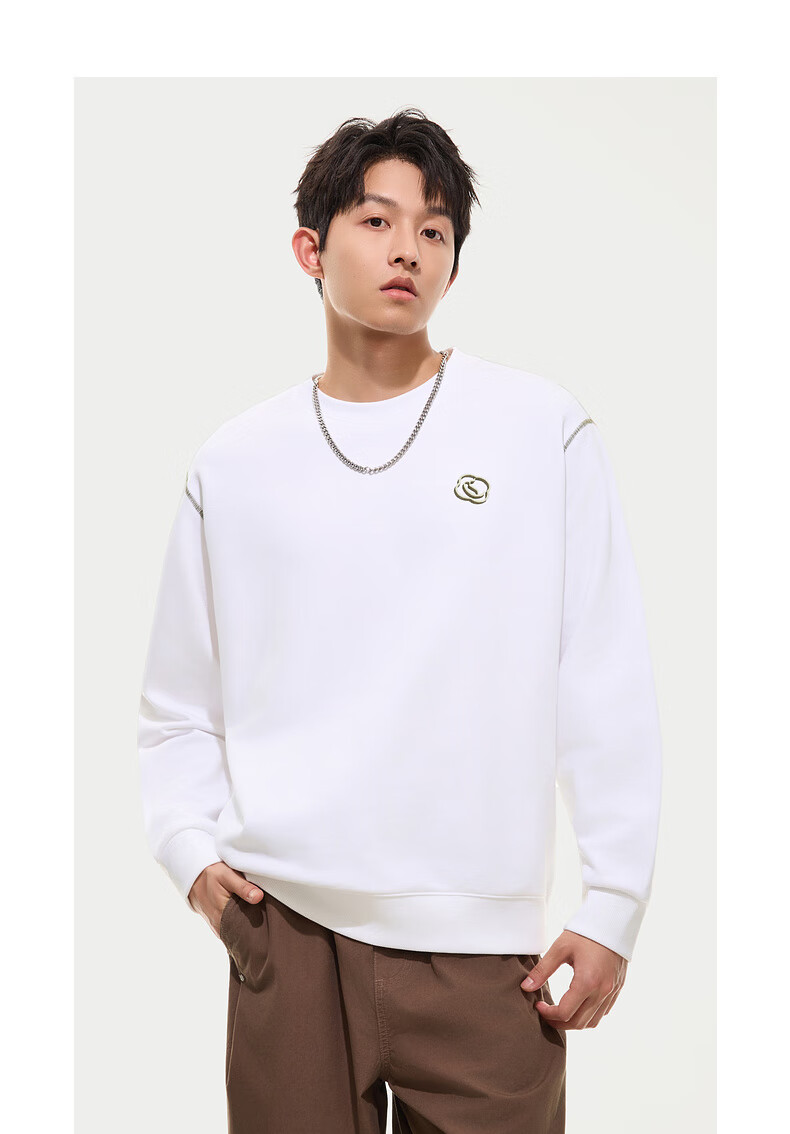 CABBEEN [365g Fish Scale Fabric] Men's Sweatshirt with Auspicious Clouds And CABBEEN C Creative Window Design, Autumn Long-Sleeve Sweatshirt 5