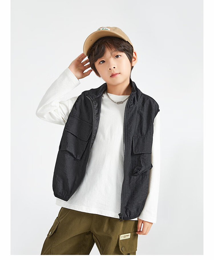 Duoduo Boys Workwear Vest 2025 Spring Autumn Children's Outdoor Functional Style Waistcoat Stylish Jacket for Older Kids 3