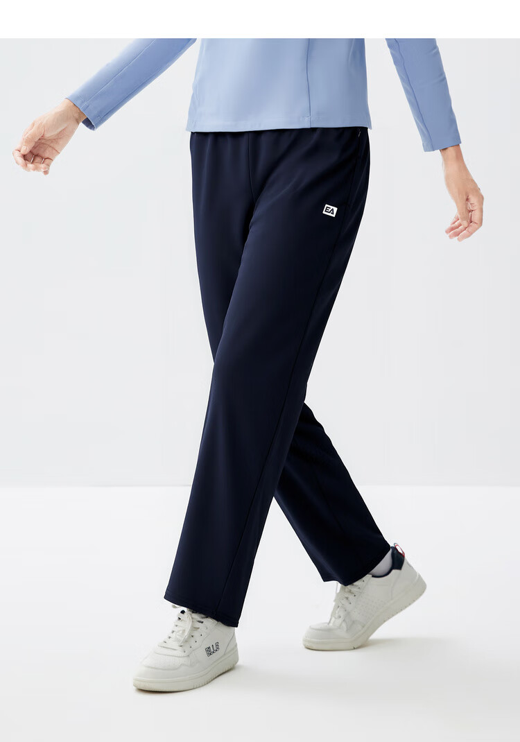 ELLE ACTIVE Simple Basic Fleece-Lined Pants for Women 2025 Autumn Winter New Casual Sports Straight-Leg Pants Navy Blue L 3