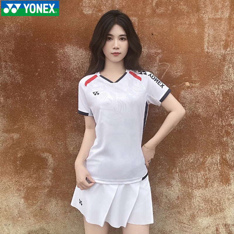 YONEX Badminton Sports T-Shirt Short Sleeve Breathable Men's Single Top 110084BCR White XL 2