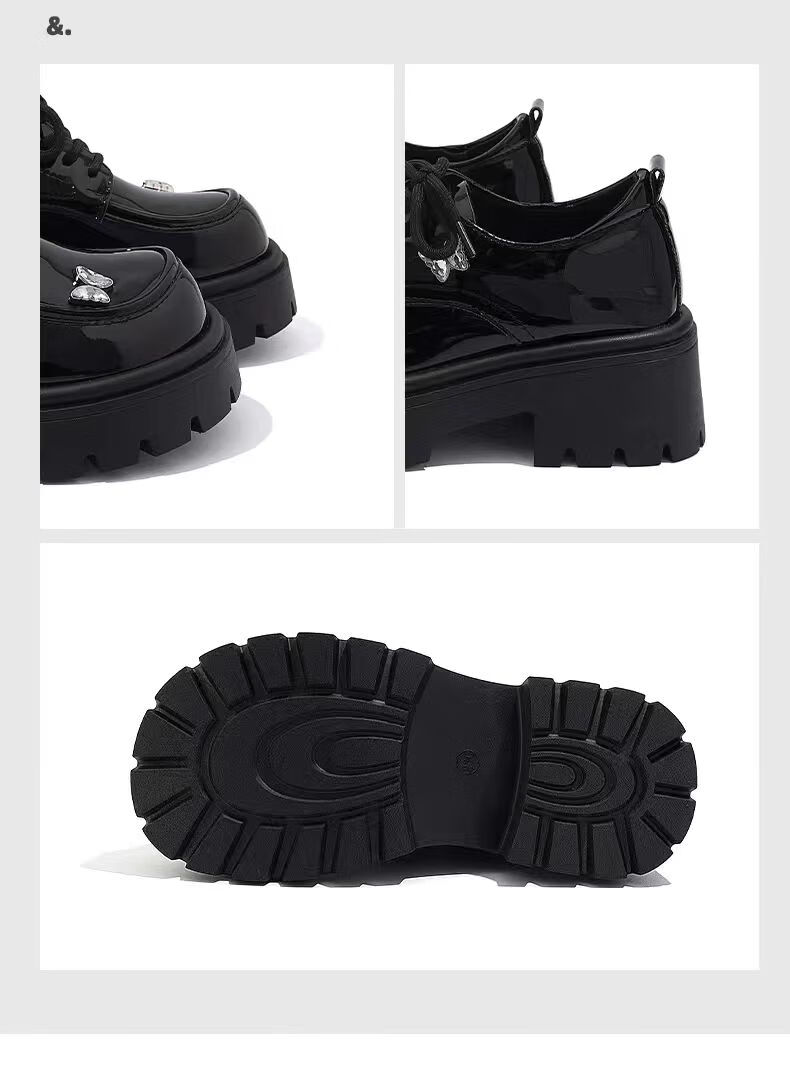 Global Platform Loafers Women 2026 New Summer Bowknot Versatile Casual Black Leather Shoes Height Increasing Flats 4