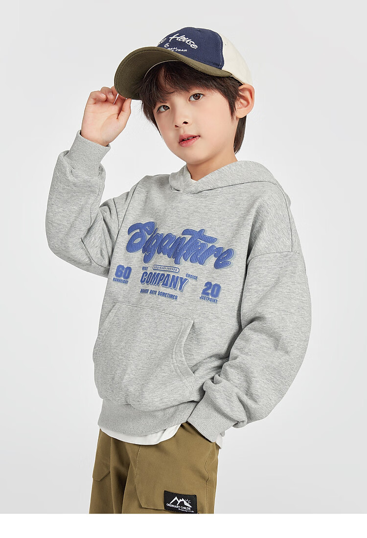 Duoduo Home [Kangaroo Pocket] Boys' Red Hoodie Sportswear Casual Spring American Letter Print Top for Older Children 17