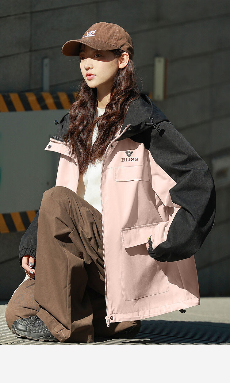 TonLion 2025 Autumn Women's Hooded Sleeve Patchwork Workwear Jacket 18