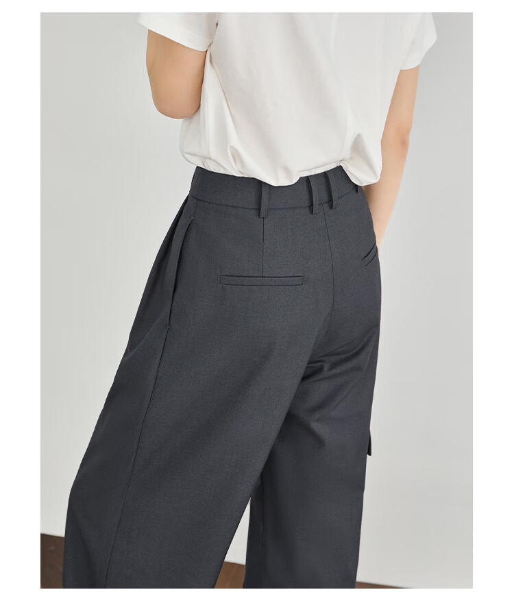 FAESSLIN [A4 Waist-Killing] Dark Gray High-Waisted Dress Pants for Women, 2026 Summer Thin Style, Elegant Draping Casual Wide-Leg Trousers for Wome 27