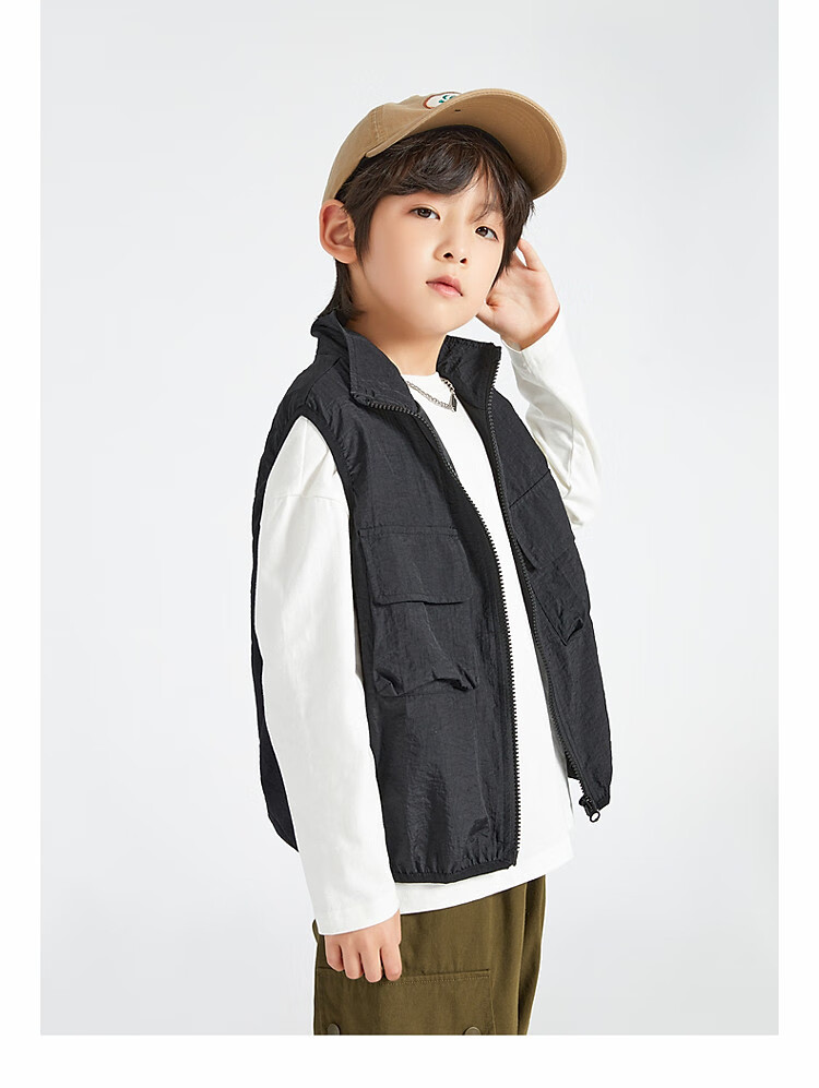 Duoduo Boys Workwear Vest 2025 Spring Autumn Children's Outdoor Functional Style Waistcoat Stylish Jacket for Older Kids 4