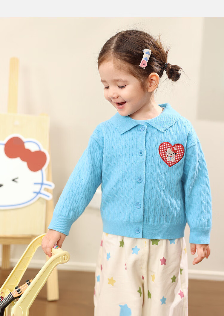LUSON Little O Dad Baby Girls' Sweater Cardigan 2025 Autumn New Baby Knitted Warm Stylish Jacket 28