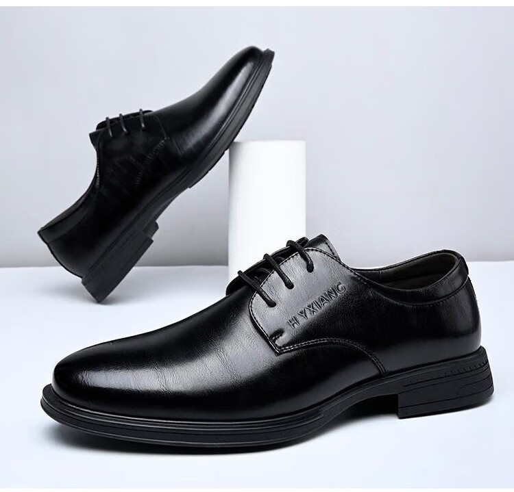 Hengyuanxiang Men's Business Casual Lace-up Derby Dress Work Wedding Shoes J6325 Black 41 10