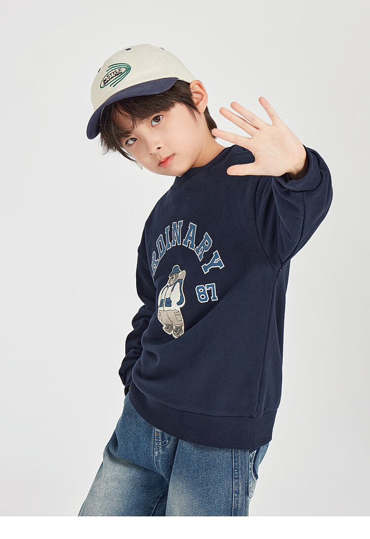 Duoduo Kids 2026 Spring Autumn College Bear Sweatshirt Boys Casual Sports Top Comfortable Long Sleeve Base Layer for Older Children 29