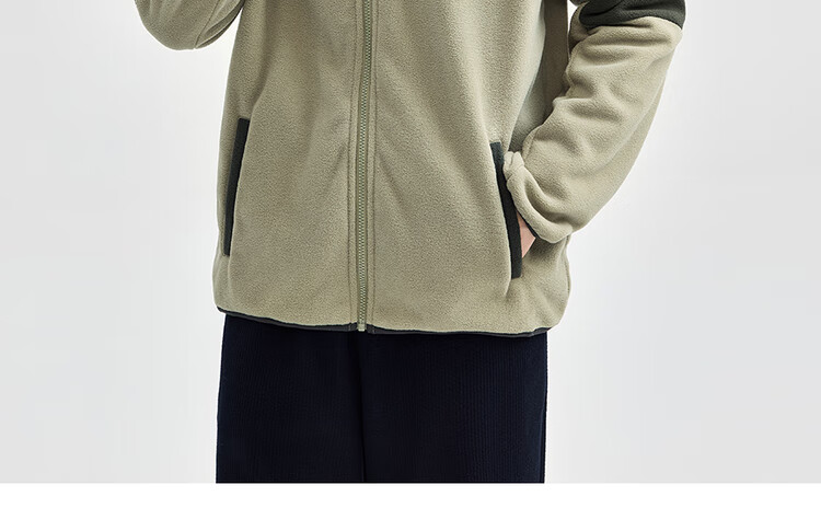 Giordano Men's Fleece Jacket Autumn Winter Colorblock Raglan Casual Hooded Fleece Jacket 13075804 13