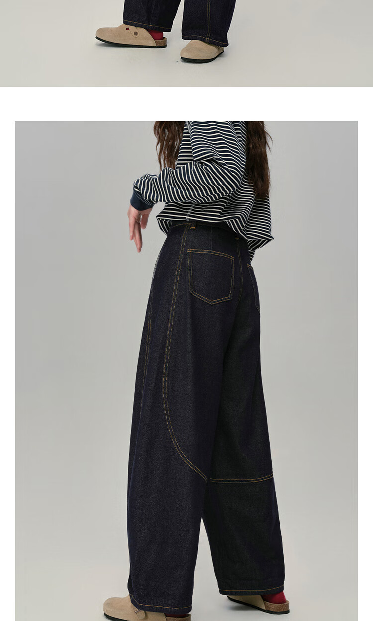 Giordano Designer Original Color Women's Denim Jeans Autumn Winter Contrast Stitch High Waist Carrot Pants 18415816 10