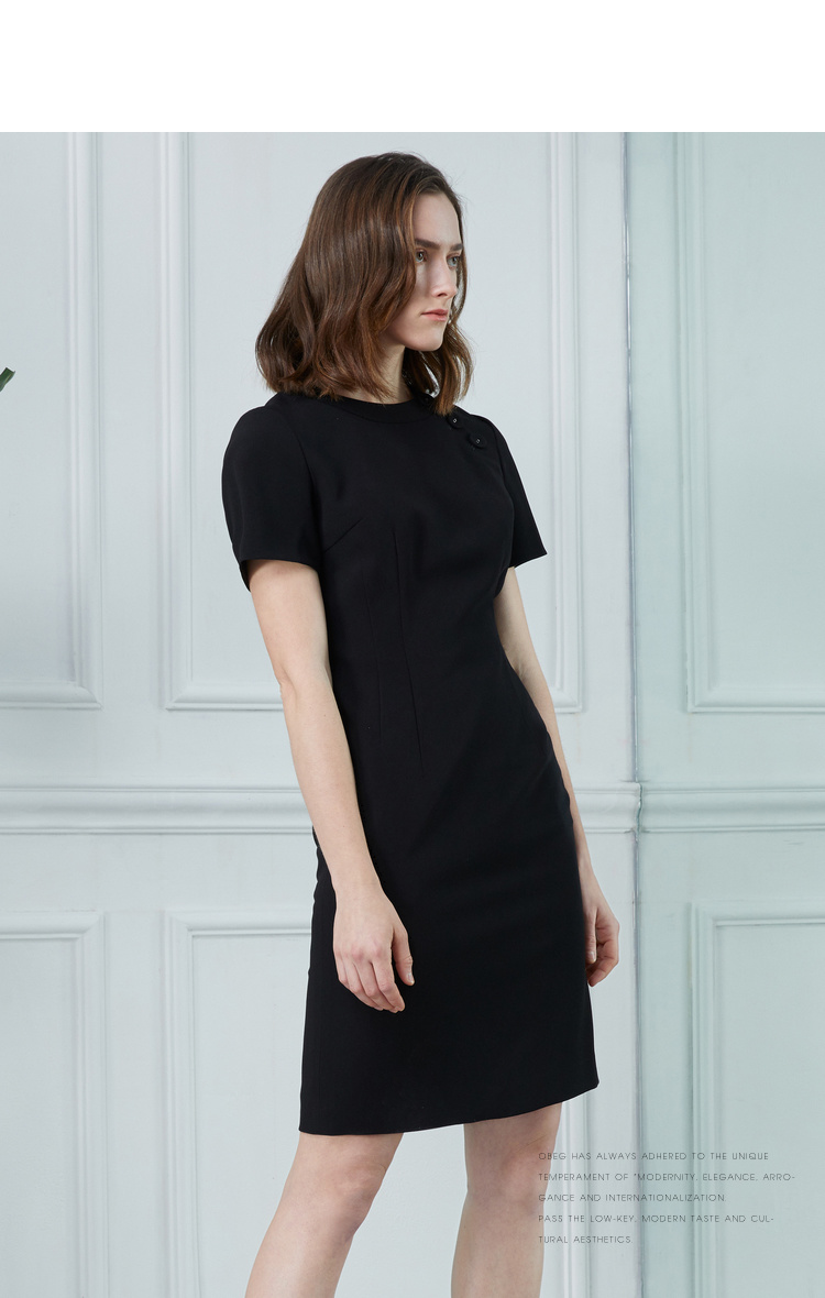 obeg/欧碧倩2020夏装新款气质通勤连衣裙修身收腰简约裙子1092015