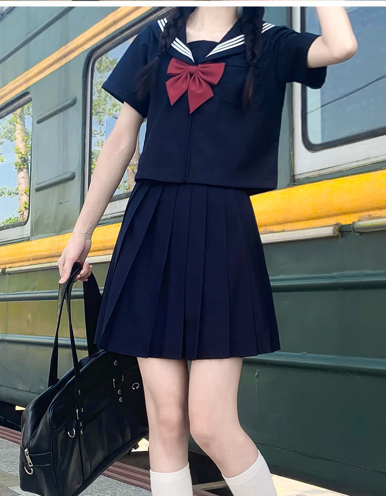 水手服jk水手服夏季jk制服套装女日系水手装夏中间服基础款白jk裙子