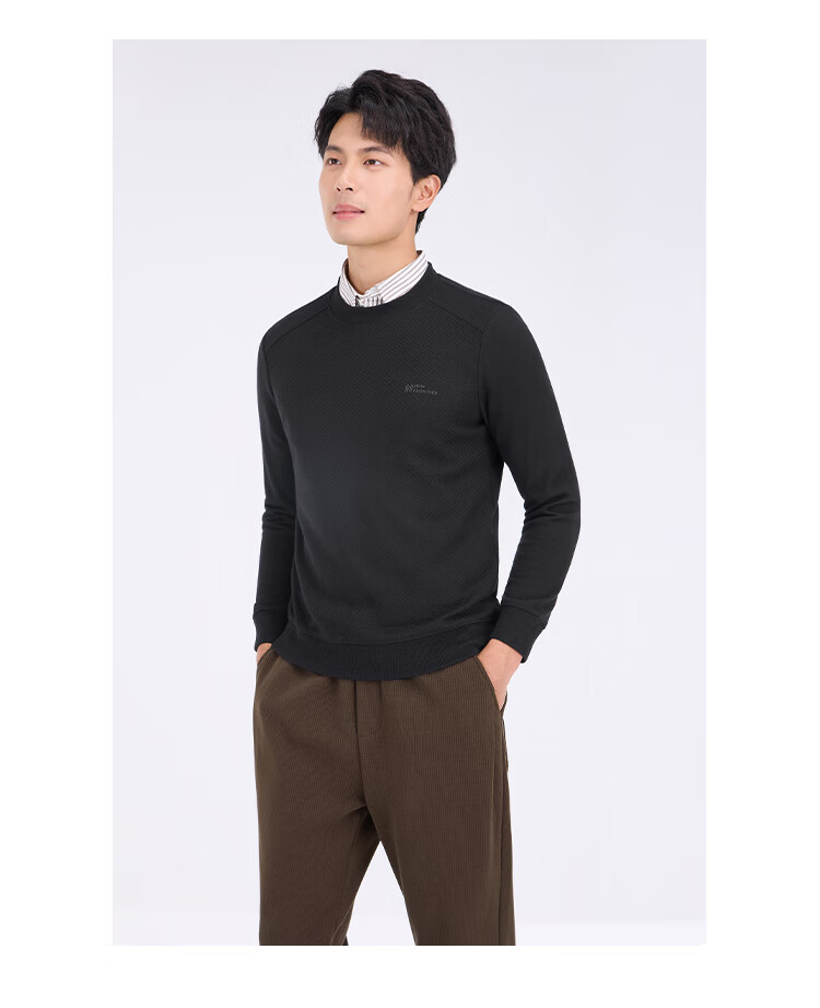 Laxdn Knitted Sweater for Men, Autumn And Winter Warm Round Neck Pullover [Cashmere Silk], Fleece-Lined Base Layer, Medium Coffee, XL 4