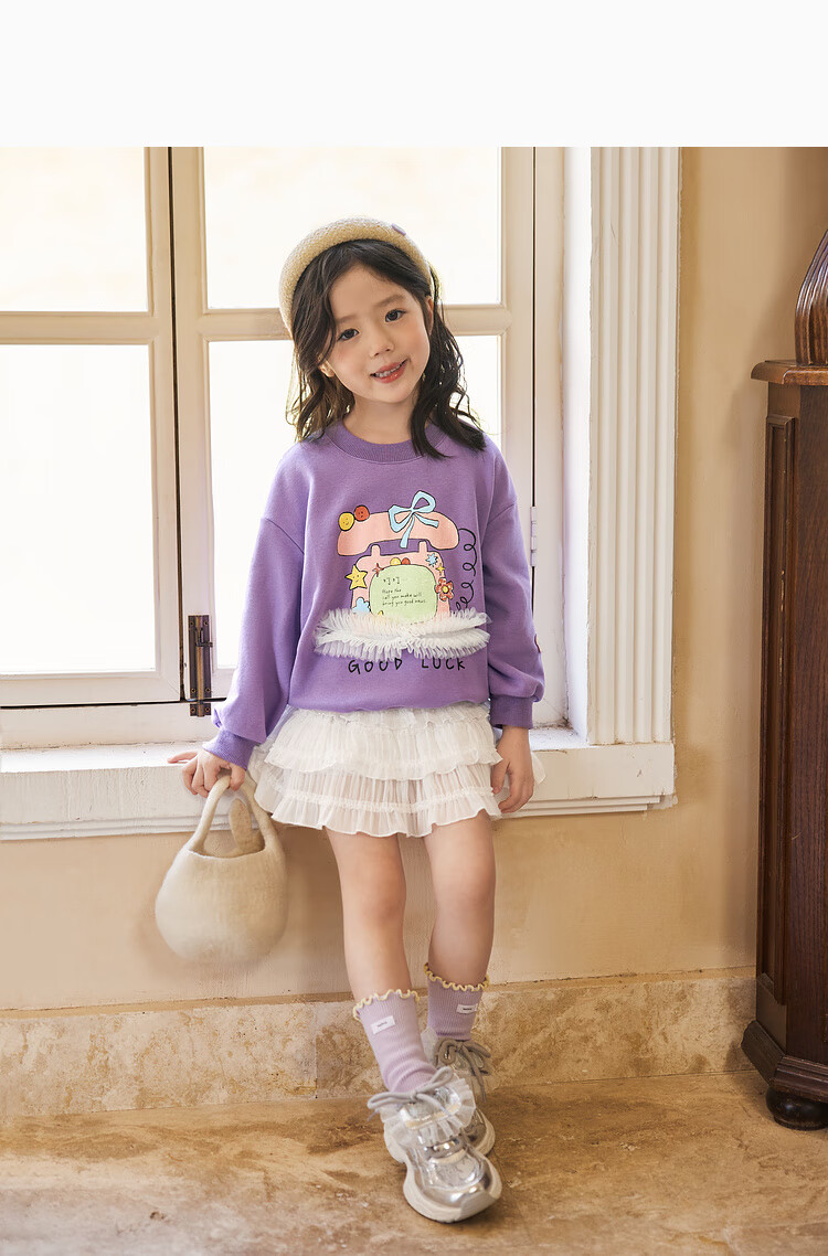 LUSON Little O Baby Okids Children's Clothing, Baby Sweatshirt, Three-Dimensional Fun And Dynamic, 2025 Autumn New Style, Girls' Round Neck Top 21