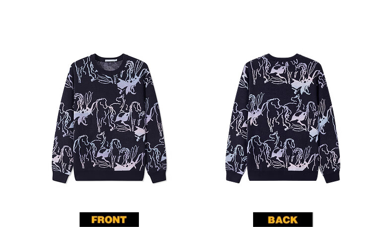 CABBEEN 100% Combed Cotton Men's Artistic Pattern Jacquard Gradient Yarn Winter Long Sleeve Sweater 17