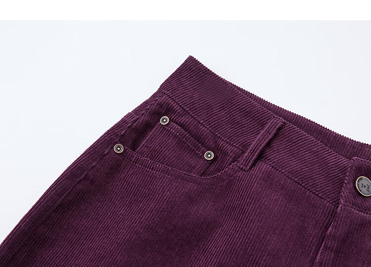 Demana Corduroy Style Autumn 100% Cotton Straight-Leg Casual Pants with Simple Buttons for Petite Women 5