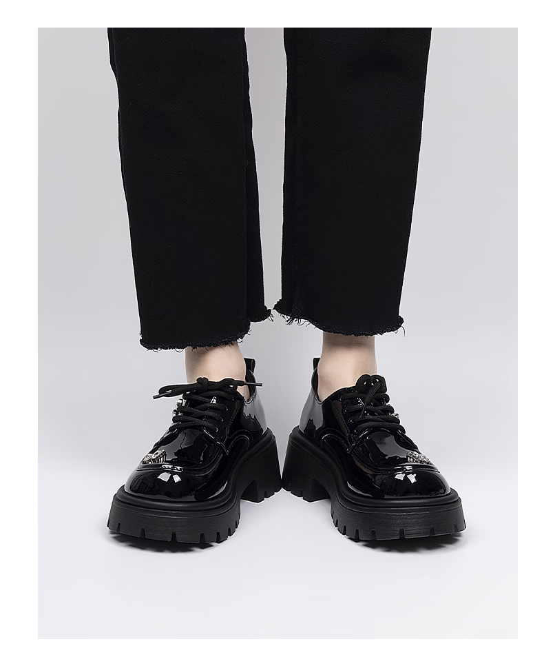 Global Platform Loafers Women 2026 New Summer Bowknot Versatile Casual Black Leather Shoes Height Increasing Flats 6