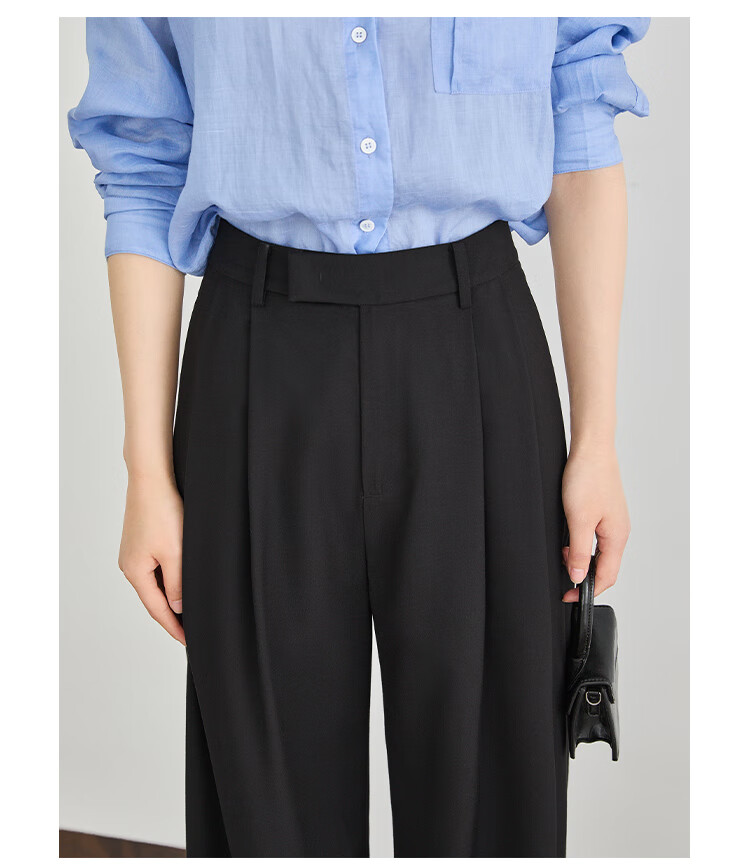 FAESSLIN [A4 Waist-Killing] Dark Gray High-Waisted Dress Pants for Women, 2026 Summer Thin Style, Elegant Draping Casual Wide-Leg Trousers for Wome 17