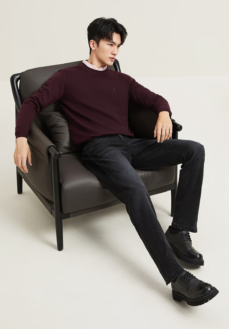 SEVEN Anti-Static Machine Washable Men's Sweater Spring Autumn Crew Neck Casual Warm Multi-Color Knitwear 8