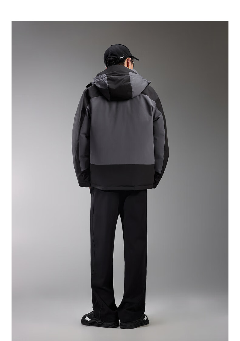 CABBEEN Men's Down Jacket with Three-Proof Fabric, Colorblock Design, Outdoor Detachable Hood Winter Coat 7