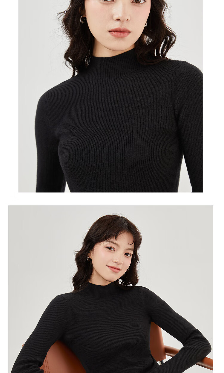 Giordano Women's Ultra-Fine Knit Solid Slim Fit Half Turtleneck Long Sleeve Base Sweater 13353811 11