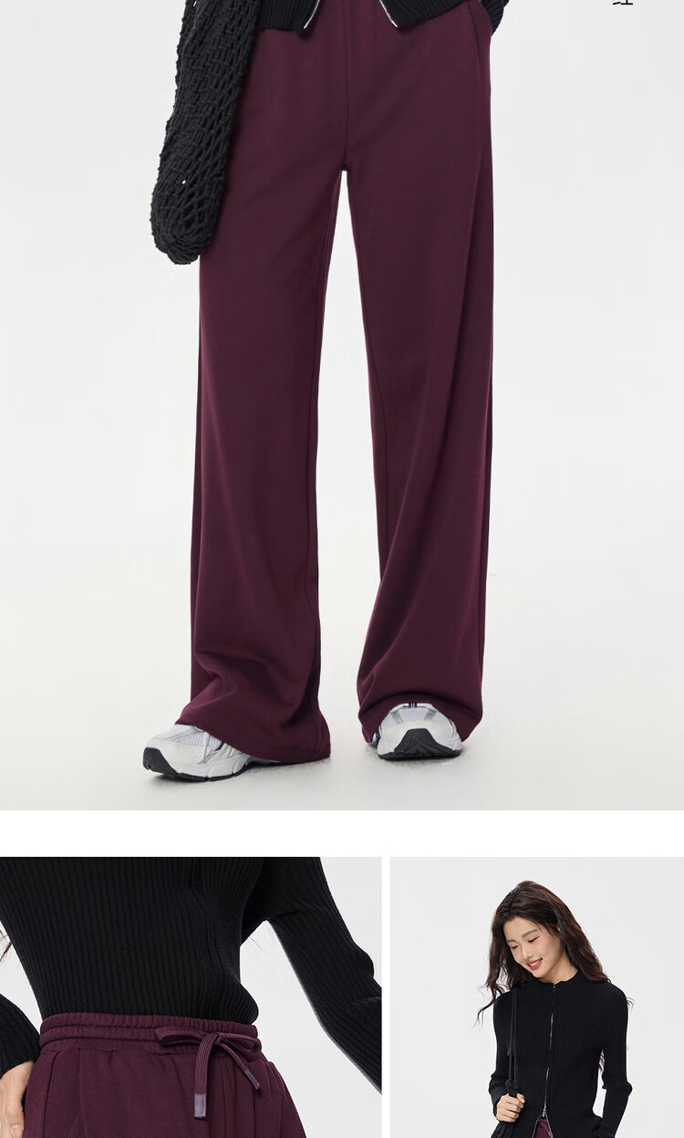 Giordano Women's Drawstring Sweatpants Pleated Pocket Relaxed Fit Wide Leg Elastic Waist Casual Pants 05415852 13