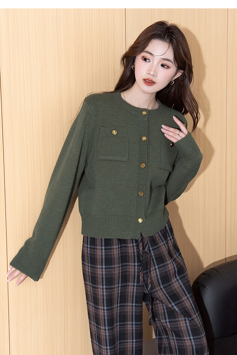 TonLion 2025 Autumn Winter New Small Fragrance Style Cardigan Sweater Women Round Neck Gentle Temperament Knitwear 16