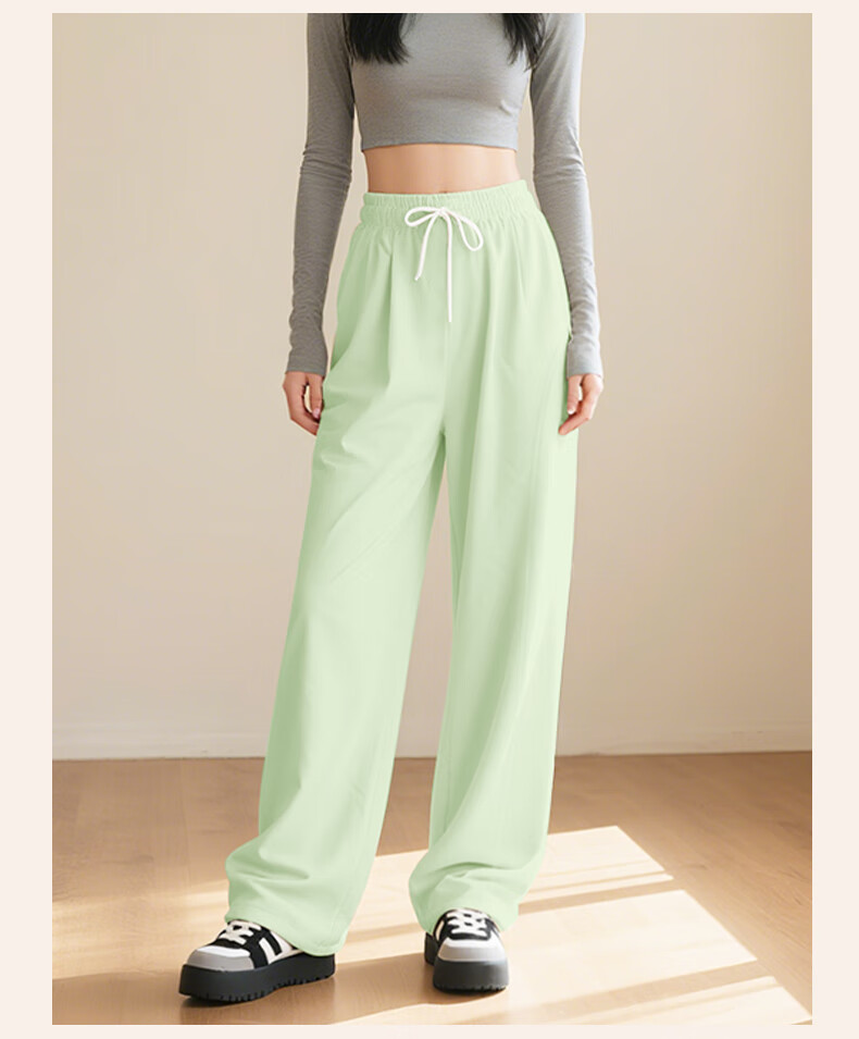Baleno Women's Casual Pants Autumn Winter 2025 New High Waist Thick Wide Leg Straight Slim Fleece Lined Trousers 4