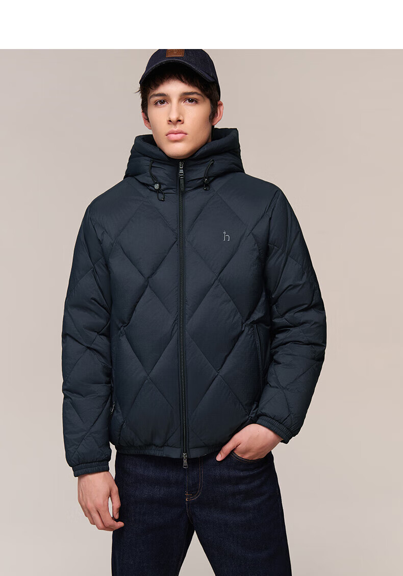 HAZZYS Men's Winter Goose Down Hooded Quilted Short Thick Jacket ASFZU0CDX07 10
