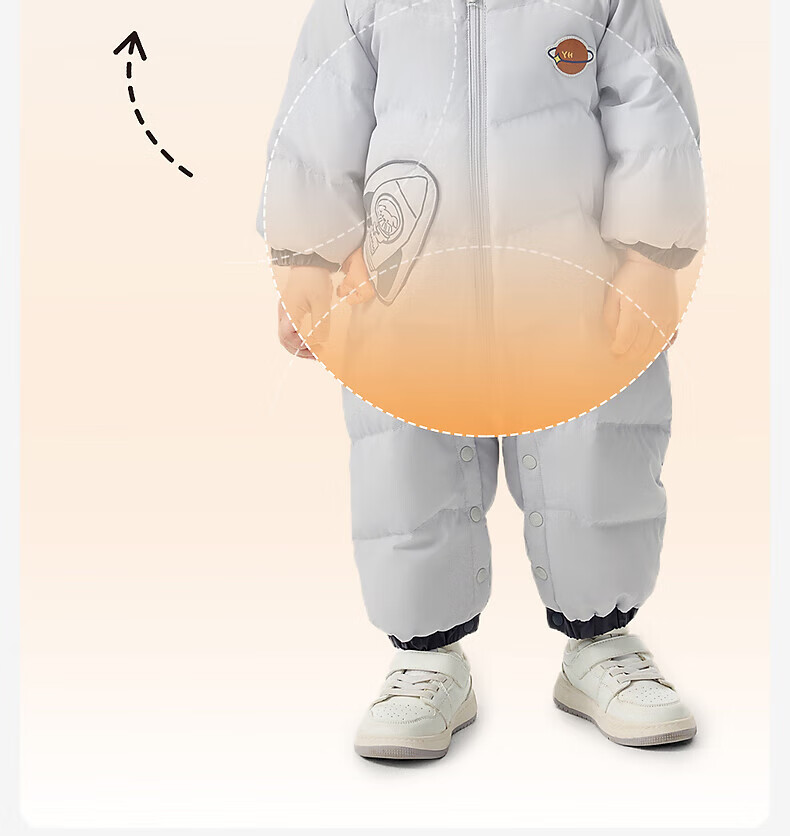 YEEHOO Baby Down Jumpsuit Winter Warm Outwear Long Sleeve Romper Light Apricot White 80 cm 4