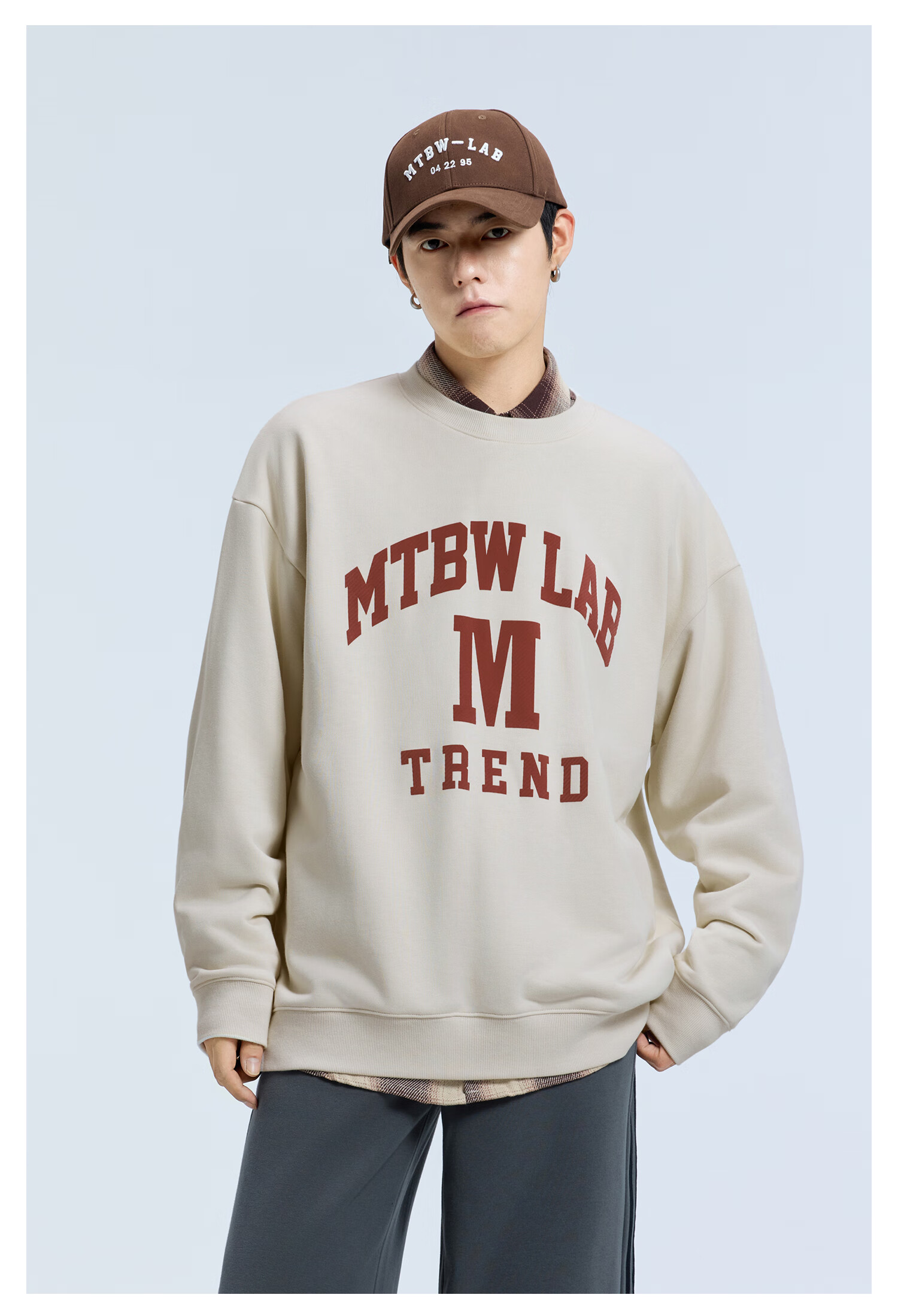 Meters Bonwe [Same As in Mall] Sweatshirt, Unisex Versatile Casual Couple Outfit, Loose-Fitting Color-Block Spliced Long Sleeve 5