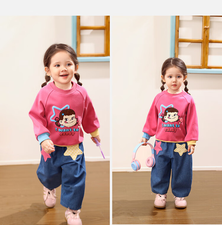 LUSON Little O Dad Baby Girl Cartoon Sweatshirt 2025 Autumn New Baby Round Neck Cute Stylish Top 19