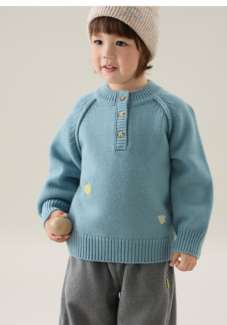 Papapapa Autumn Winter Kids Sweater Soft Skin-Friendly Warm Pullover Knitwear Light Gray 100 9
