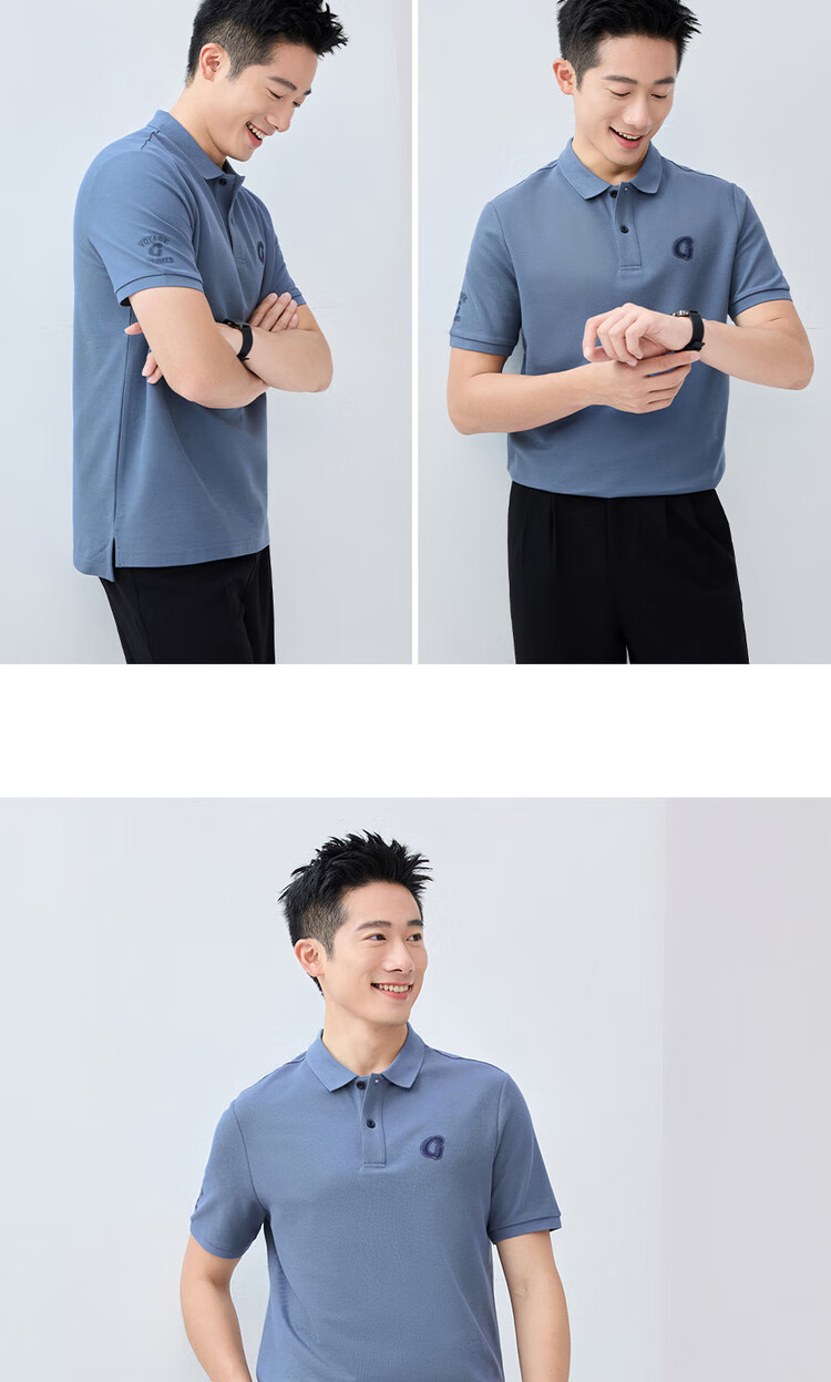 Giordano Comfortable Antibacterial Polo Shirt for Men, High-Tech Cooling Letter Embroidery Lapel Short-Sleeve Top 01015397 12