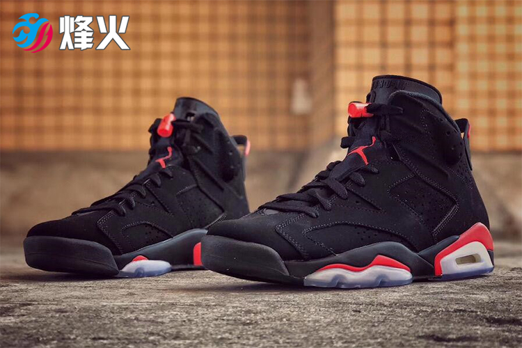 烽火体育 air jordon 6 aj6 黑红高帮 19复刻红外线篮球鞋 384664 060