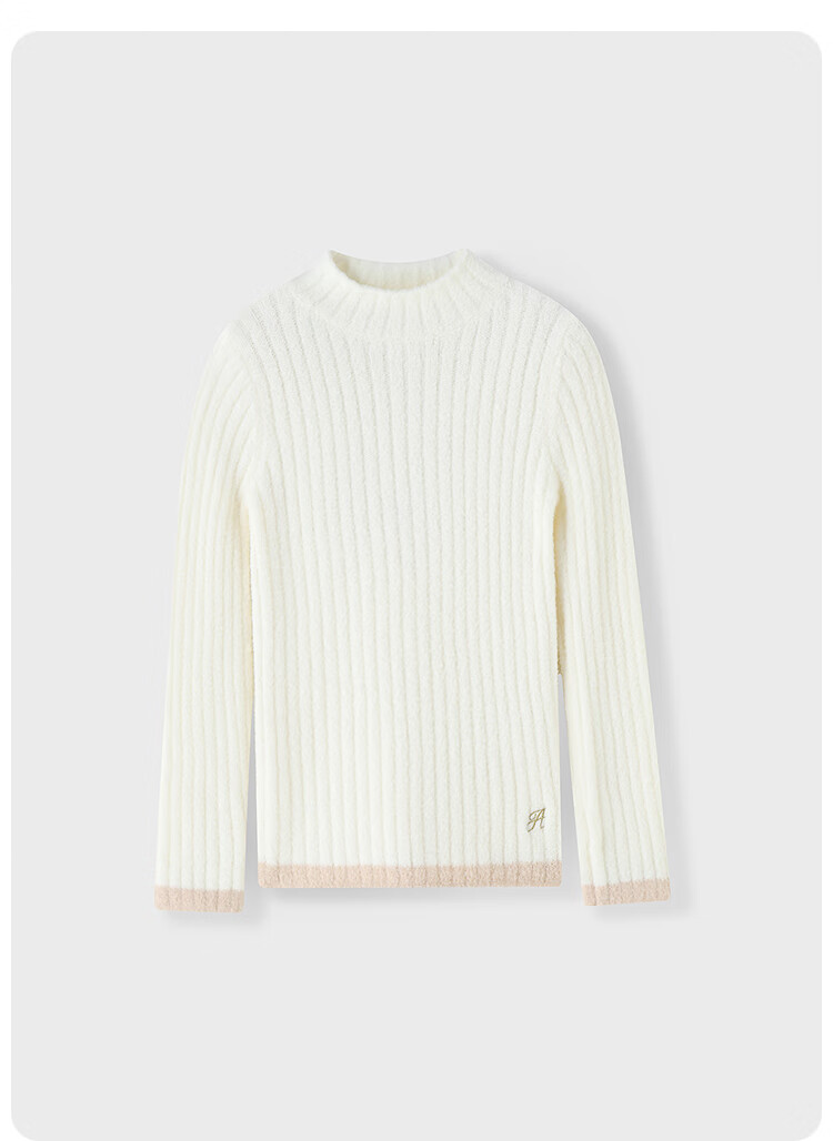 Annil Kids Girls Mid-Neck Long Sleeve Knit Sweater 2025 Winter New Warm Sweet Sweater Milk Candy White 110 2