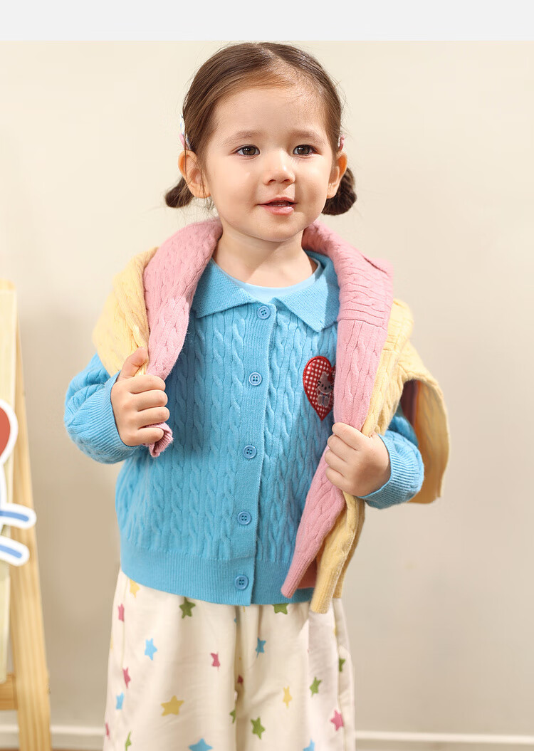 LUSON Little O Dad Baby Girls' Sweater Cardigan 2025 Autumn New Baby Knitted Warm Stylish Jacket 27