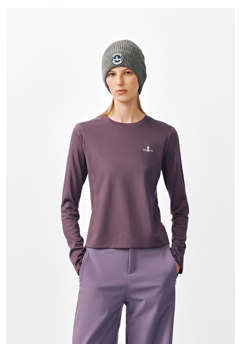 Biyinlefen 2025 Autumn New Casual Simple Solid Color Versatile Crew Neck Lightweight Tencel Wool Women's Base Layer Long Sleeve T-Shirt 2
