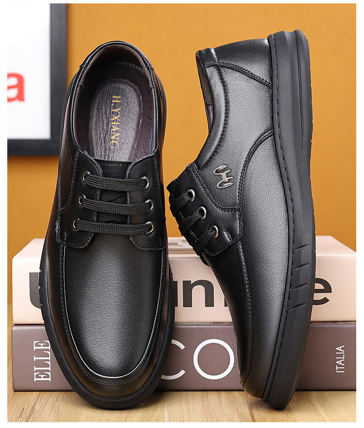 Hengyuanxiang Men's Slip-On Business Casual Lace-Up Breathable Driving Loafers J1627 Black Size 40 10