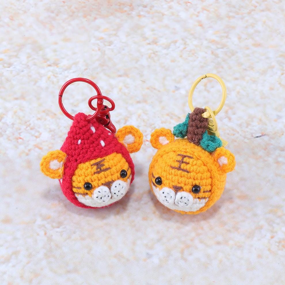 针织玩偶大吉大利可爱小老虎挂坠钥匙扣包包挂件毛线编织手工玩偶 7