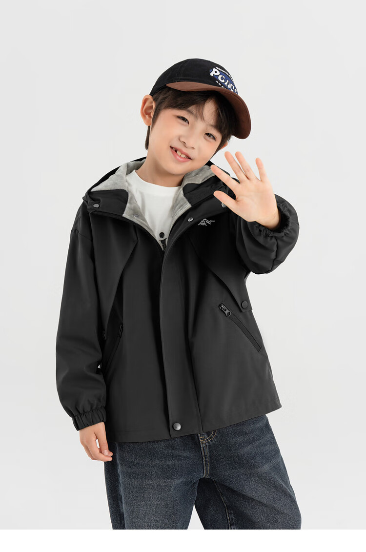Duoduo Family 2026 Spring Autumn Kids Hiking Jacket Outdoor Warm Thin Fleece Water-Repellent Hooded Windproof Coat for Boys 26